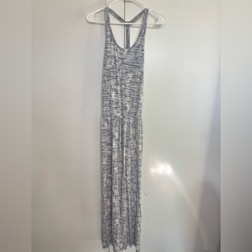 ATHLETA GREY PRINTED RACERBACK SPORTY MAXI DRESS SZ SMALL